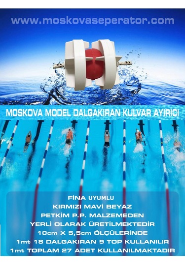 moskova model havuz kulvar seperator 1 mt  18 ayraç 9 top 8m halt