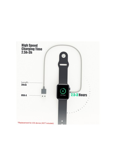 Yaozixa Gri Nilon Dokuma 0.3m  Saat Şarj Kablosu - Manyetik, Dayanıklı, Hızlı Şarj, Taşınabilir Aksesuar