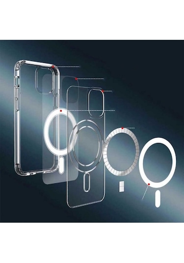 İphone Uyumlu 12/12 Pro İçin Kılıf Kamera Korumalı Magsafe Wireless Şarj Özellikli Şeffaf Kılıf Şeffaf