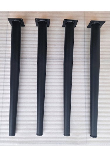 4 Adet-60cm Metal Konik Ayak-masa Ayağı-siyah Renk Çap: 5,1cm