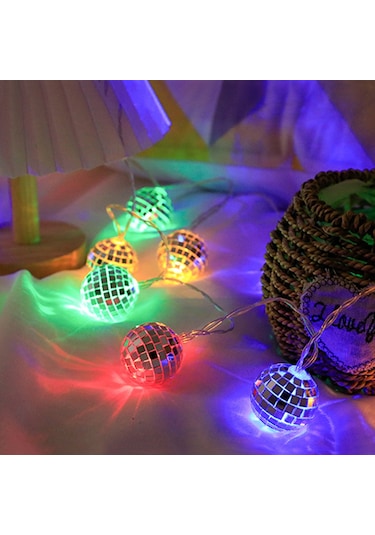 Youmex 3m 20 Led Renkli Ayna Topu Mosaik Işık Zinciri - Sürekli Açık Ve Flaş Modu, Dışarıda/içeride Dekorasyon 3xaa Pil Gerekiyor, Pil Yok Çok Renkli