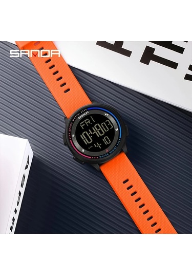 Primepickings Beyaz Erkek Spor Dijital Saati Su Geçirmez Led Ekran Alarm Kronometre Diğer