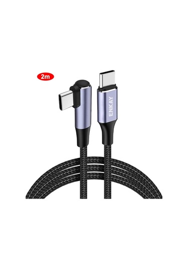 Enkay Pd100w 5a Usb-c / Type-c'den Type-c'e Dirsekli Hızlı Şarj Kablosu E-markerli, Uzunluk: 2m