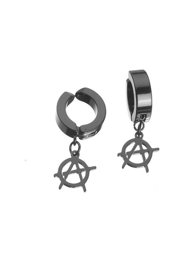 Sıkıştırmalı Erkek Küpe Çelik Sallantılı A Işareti Takı P24 T5 N11.1117