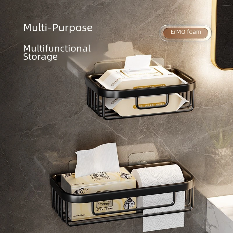 Monyee Banyo Tuvalet Kağıdı Rafı - Delme Yok Kurulum, Uzun Ömürlü Oksijenli Yüzey, Gri Dikdörtgen Tasarım, Fantezi Depolama Diğer