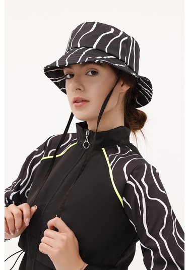 Desenli Bucket Şapka Rş-113 Duru Siyah01 Siyah