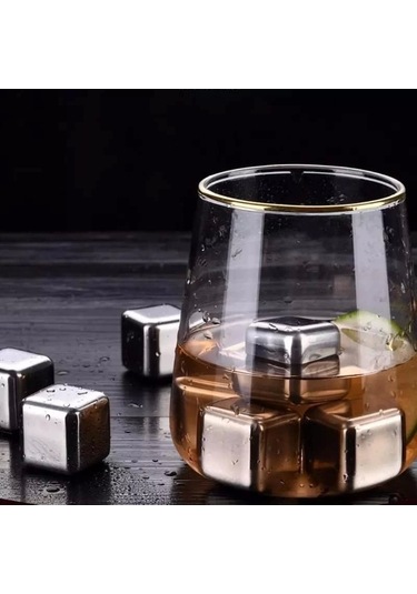 6'lı Çelik Metal Kaplama Viski Taşı Soğutma Buz Küpü Çok Renkli