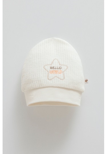 Color World Nakışlı Erkek Triko Bere Krem