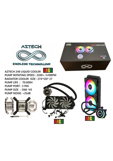 Aztech Lıquıd Coolıng Az240 - 1b Am5 1700p 240mm Argb Fan Siyah