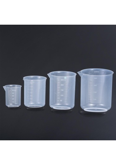 4 Adet Plastik Ölçüm Kabı Laboratuvar Kabı Mezun Bardak Su Ölçekli Şişe Mutfak Pişirme Malzemeleri Ölçüm Aracı