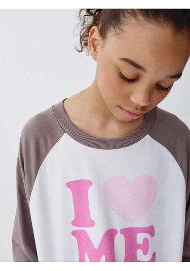 Sela Baskılı Pamuklu Şortlu Oversize Pijama 465730123 AÇIK GRİ