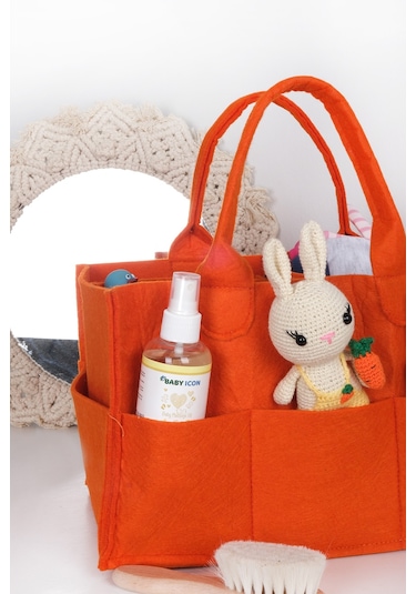 Keçe Anne Bebek Bakım Çantası Turuncu