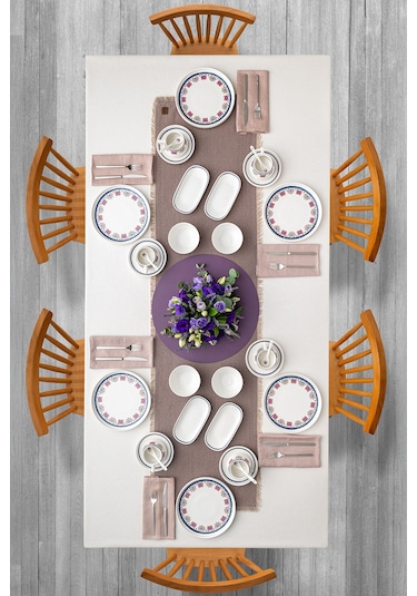 Emsan Ethnic Pink Porselen 32 Parça 6 Kişilik Kahvaltı / Servis Beyaz