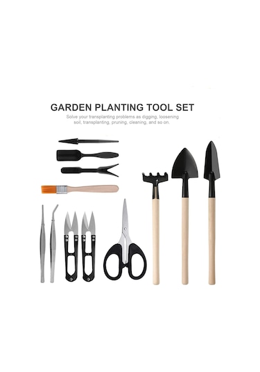 Mufunye 13 Adet Mini Bahçe Dikim Alet Seti Sukulentler Ayıklama Kazma Dikim Nakil Minyatür Peri Bahçesi Kaktüs Bonsai Dikim Bahçecilik El Aletleri