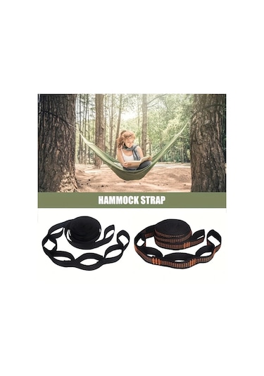Elmpaly 400 Lb Kapasiteli 2 Askılı Hamak Askısı - Siyah Sku - Kamp Yürüyüş Salıncak Siyah