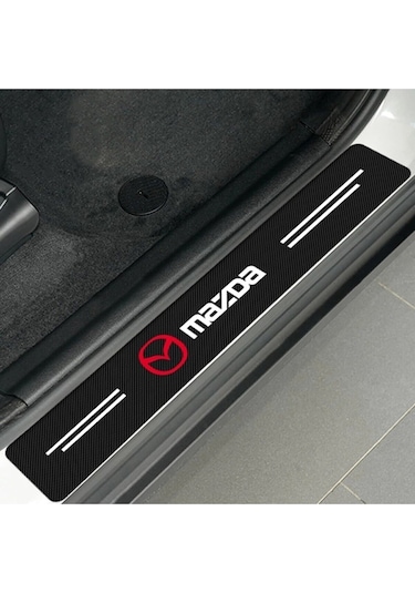 Mazda Logolu Karbon Kapı Eşiği Koruyucu Bant Folyo 4'lü Set