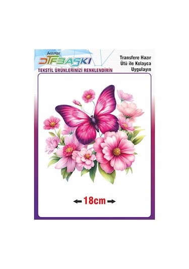 Kelebek Çiçek Ütü İle Yapışan Tekstil Dtf Baskı 2010