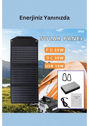 Taşınabilir Güneş Paneli Katlanabilir 30w 18v 1.66a Pv Modülü Güç İstasyonu Üç Yüzlü Monokristal Güneş Pili
