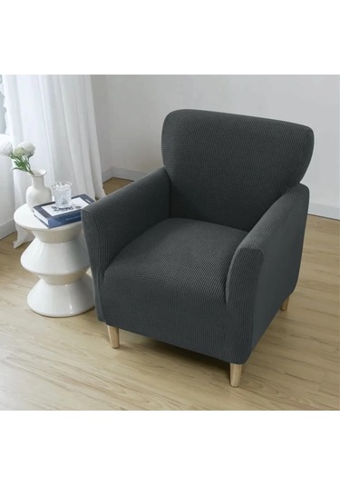 StarMall Streç Yikanabilir Karedesen Tek kişili Koltuk Örtüsü, kanepe, çekyat Kılıfı Antrasit