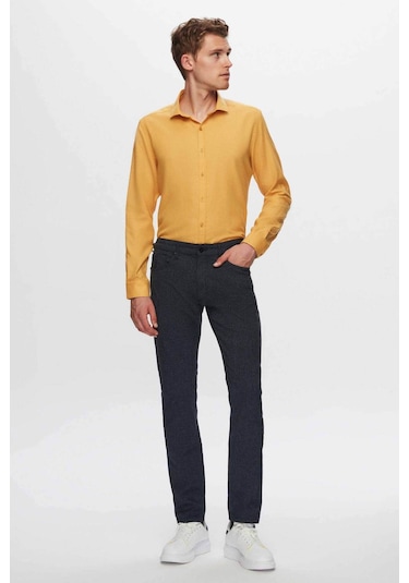 D's Damat Erkek Gömlek Slim Fit Hardal Renk 6EF02ORT00288 Hardal