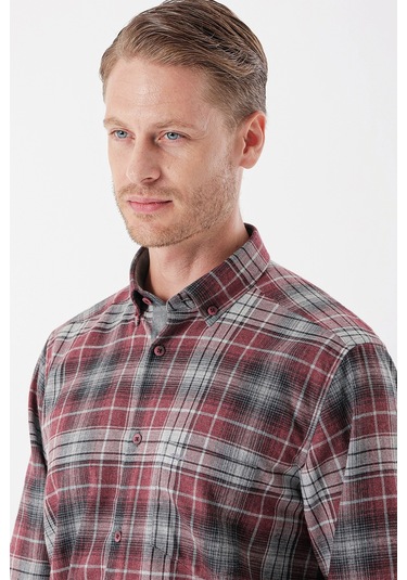 Bordo Uzun Kollu Ekoseli Gabardin Sert Yaka Cepli Garnili Casual Comfort Fit Gömlek 1004235112-bordo Bordo Bordo Uzun Kollu Ekoseli Gabardin Sert Yaka Cepli Garnili Casual Comfort Fit Gömlek 1004235112-bordo Bordo