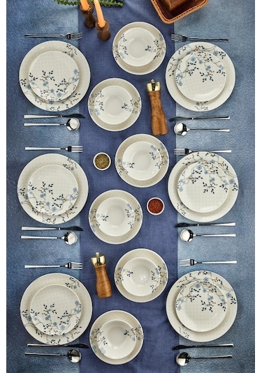 Cooker 24 Parça Porselen Yemek Takımı - 6 Kişilik Beyaz