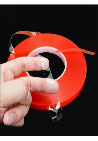 Kırmızı Polyester Çift Taraflı Bant 12mmx50mt Polyester Bant