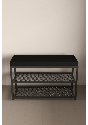 Aju Ayakkabılık Puflu Süngerli Oturaklı Metal Ayakkabı Rafı Modern Vestiyer Baklavalı Metal Siyah Aju Ayakkabılık Puflu Süngerli Oturaklı Metal Ayakkabı Rafı Modern Vestiyer Baklavalı Metal Siyah