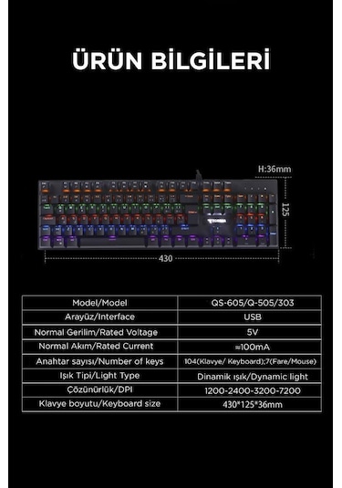 Tk-05 Kablolu Mekanik Blue Switch Rgb Işıklı Gaming Klavye Siyah