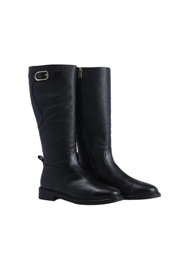 Poletto Hakiki Deri Sıyah Çizme Düz 5780 53 S-2314 Siyah