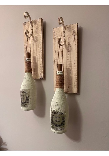 Tıpa Peri Led Işıklı Krem Kahve Renkli Buzlu Cam Şampanya Şişesi Çok Renkli