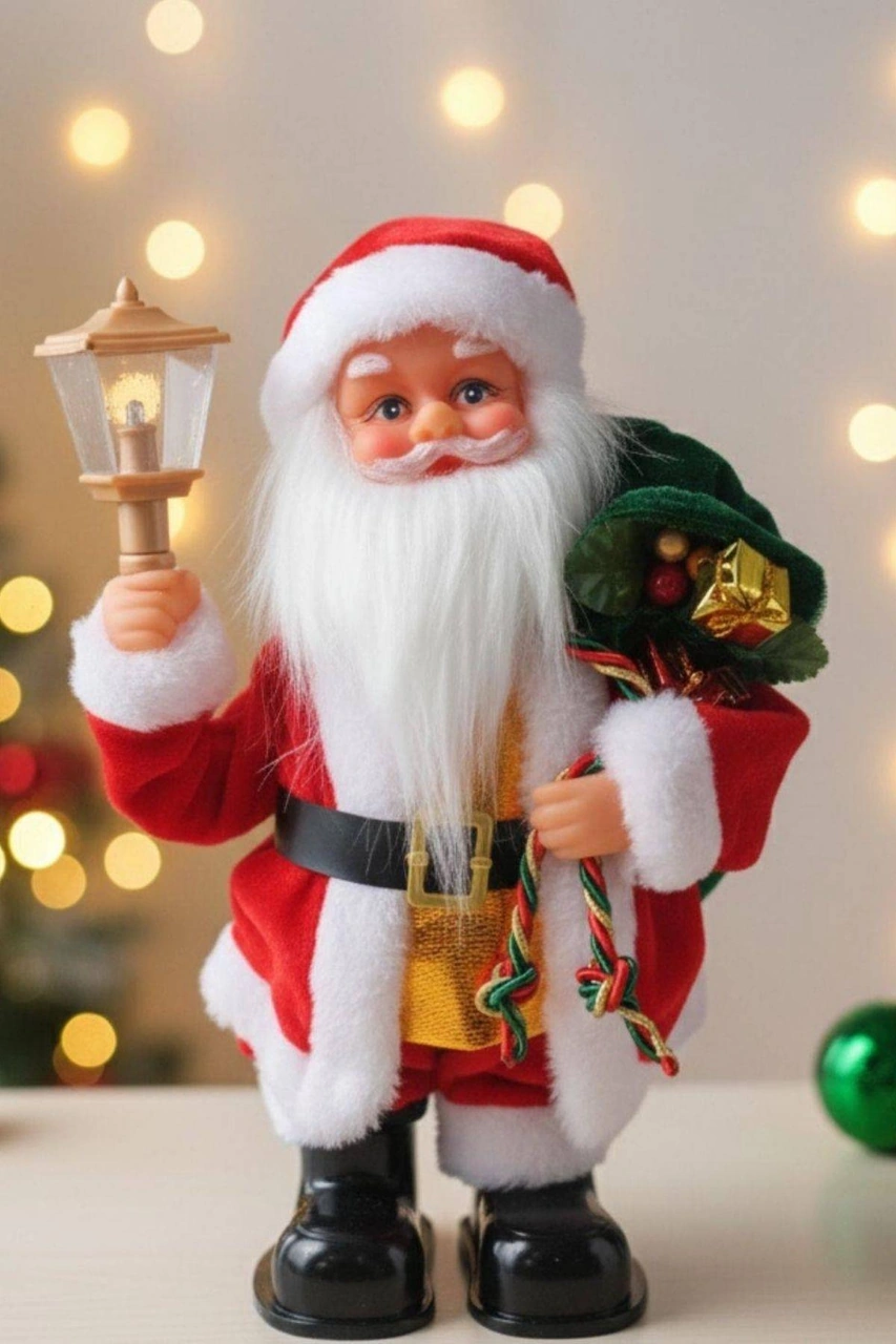 Yılbaşı Süsü Noel Baba Biblo Figür 25cm - Çuvalı Ve Aksesuarları İle 25 CM