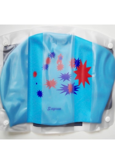 Uzun Saçlar İçin Baskılı Silikon Yüzme Şapkası Suya Dayanıklı Yüzme Şapkası, : Tek Lacivert