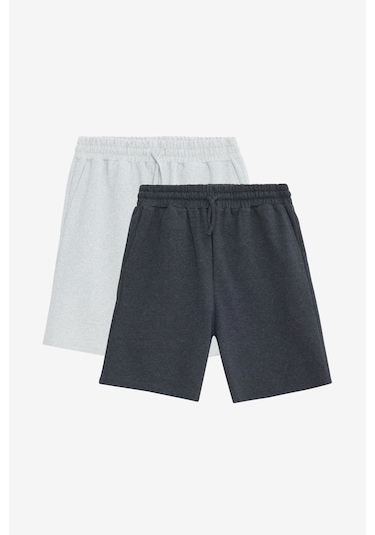 Erkek Antrasit - Gri Melanj 2'li Paket Pamuklu Rahat Nefes Alabilen 2 İplik Cepli Örme Standart Fit Şort Antrasit - Gri Melanj Erkek Antrasit - Gri Melanj 2'li Paket Pamuklu Rahat Nefes Alabilen 2 İplik Cepli Örme Standart Fit Şort Antrasit - Gri Melanj