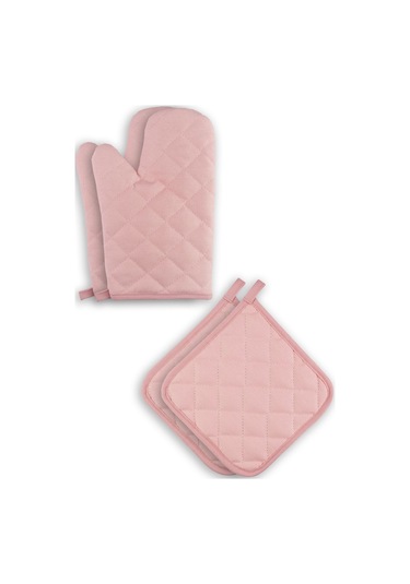 Yanmaz Ve Isıya Dayanıklı Fırın Eldiveni Ve Tutacak 2 Eldiven, 2 Tutacak Pembe