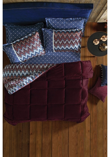 Puffy Afton Tek Kişilik Threefy Uyku Seti - Bordo