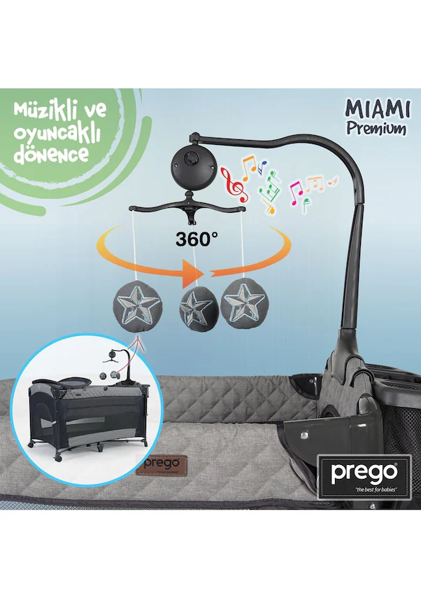 Miami Premium Dönenceli Anne Yanı Oyun Parkı Park Beşik 8040