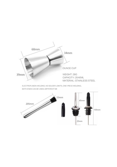 Vkemall 750ml Paslanmaz Çelik Kokteyl Shaker Seti - 7 Parça Profesyonel Araçlar: Bardağı, Kaşık, Buz Kırıcı, Ölçü, Pourer Ve Filtre