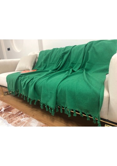 Yeşil Koltuk Örtüsü Balık Sırtı Desen 180 210 Benetton Yeşil