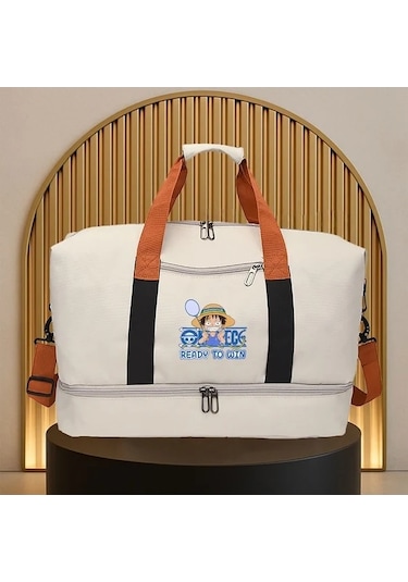 Sandwich Motion003 Bej Luffy Tasarımı Spor Çantası - Unisex, Her Mevsim Kullanım İçin Bej
