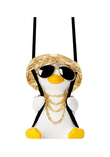 Zoroom Sevimli Salıncak Ördek Araba Dekorasyon Aksesuarları, Araba Dikiz Aynası Kolye Dekorasyon Bayanlar Ve Erkekler İçin Araba Aksesuarları -