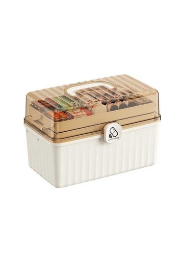 Bosphorusboutique02 Çok Katlı Büyük Kapasiteli Taşınabilir Tıbbi Acil İlaç Kutusu, Bej Ve Beyaz Fildişi Renklerinde, Ekstra Büyük Ve Taşınabilir Design Beyaz