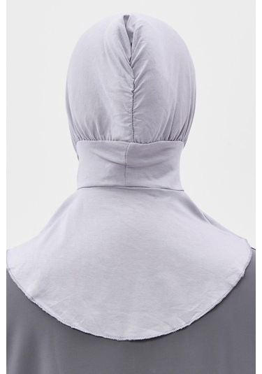 Kadın Tesettür Pratik Boyunluklu Hijab - Sporcu Bone Gri
