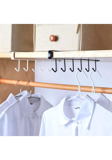 Raf Dolap Rafı Kupa Çay Fincanı Kancası Saklama Tutucu Dolap Ek Parçası Kupa Tutucu Bardak Tutucu 6 Kanca Kahve Fincanı Tutucu Asılı Saklama -2 Adet Çok Renkli