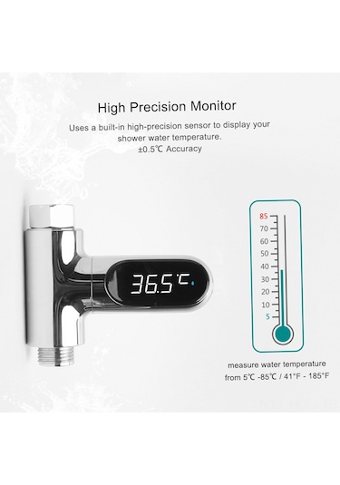 Suofeng Bebek Duş Su Sıcaklığı Ölçerü, Akıllı Led Gösterge, 5-85 C Aralığı, Pilli Olmayan, Su Enerjili, Banyo İçin Abs Malzeme