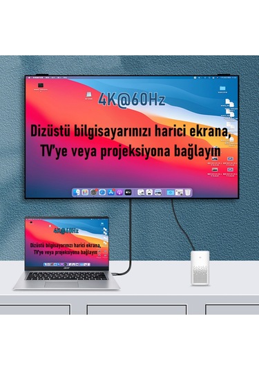 JEYI 1.8 Metre USB Type-C (Erkek) to HDMI 4K/60Hz (Erkek)