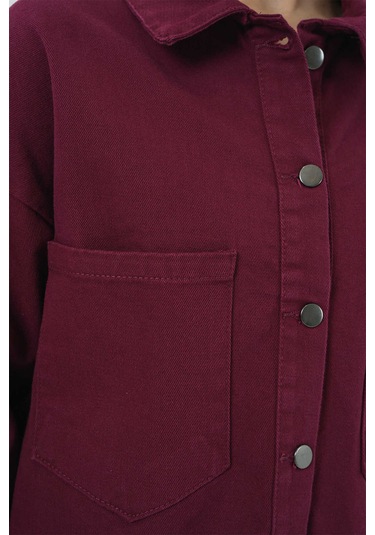 Gabria Çift Cep Gabardin Ceket Bordo