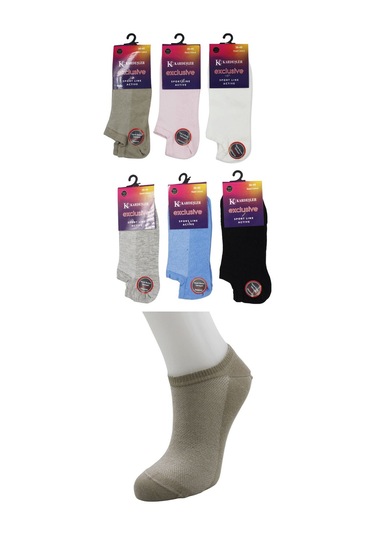 Kadın Patik Asorti Çok Renkli Çorap Dikişsiz 6'lı Paket Renkli