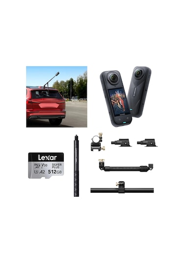Insta360 X5 Aksiyon Kamerası - Racing Araç Kit 512 Gb Micro Sd