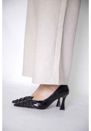 315151122-1 Suni Napa Abiye Topuklu Siyah Kadın Ayakkabı Siyah